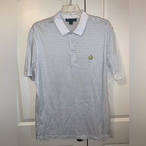 Men's White/green Striped Masters Collection Polo